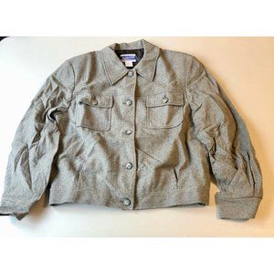 Pendleton Women Gray Herringbone Wool Blend Button Front Jacket Size‎ Medium
